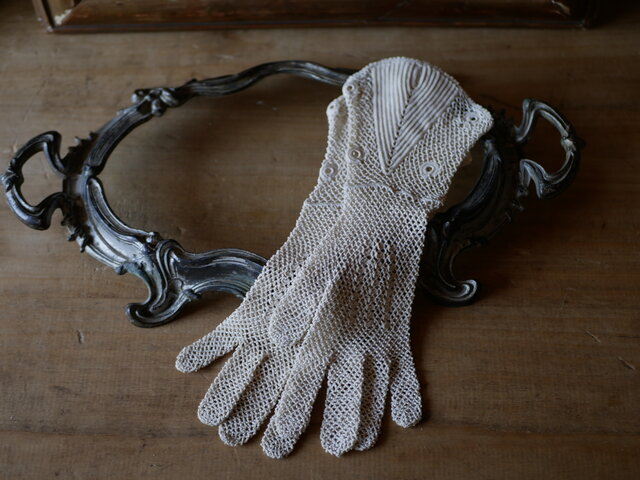 フランスアンティーク 手袋 クロシェレース 子ども用 初聖体 フランスアンティーク 手袋 クロシェレース 子ども用 初聖体