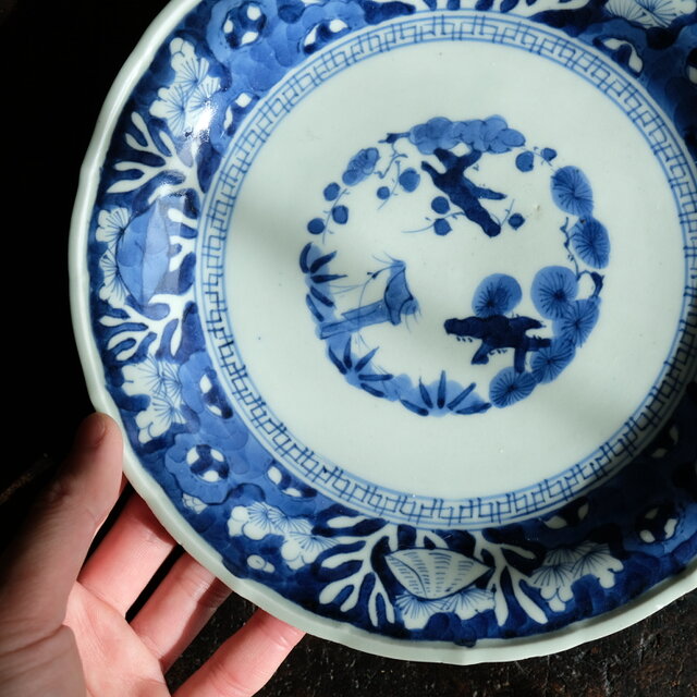 海藻が可愛い◇伊万里 海藻文染付 骨董・antiques 器 丁寧な