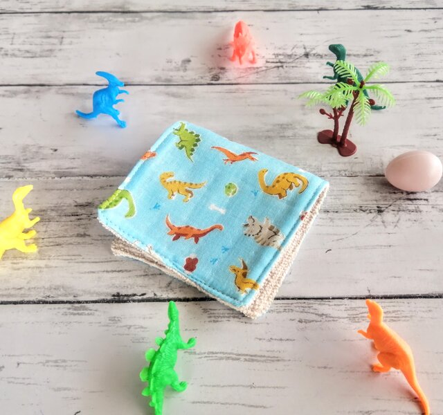 いろんな恐竜 ハーフハンカチ 2つ折りハンカチ ガーゼハンカチ タオル