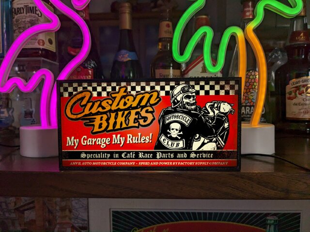 オーダー無料】カスタムバイク スカル 骸骨 ドクロ ライダー ガレージ