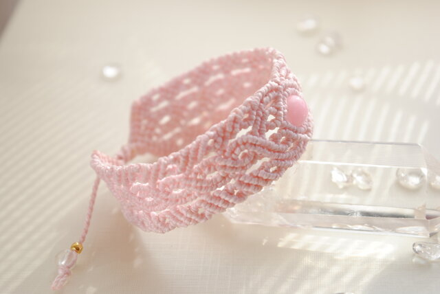 マクラメブレスレット*ピンクジェイド8㎜ | iichi 日々の暮らしを