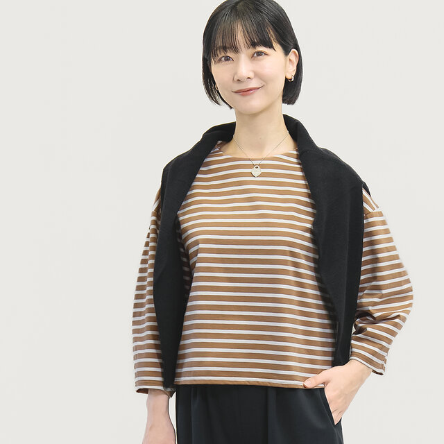 3色 上質な大人カジュアル Tシャツブラウス 接触冷感 紫外線防止 綿  九分袖 ●COCO-LUXE-BD●