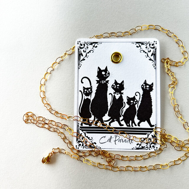 まいにち猫パレード！｜猫チェーンネックレス（14kgf・70cmフリー）Y字