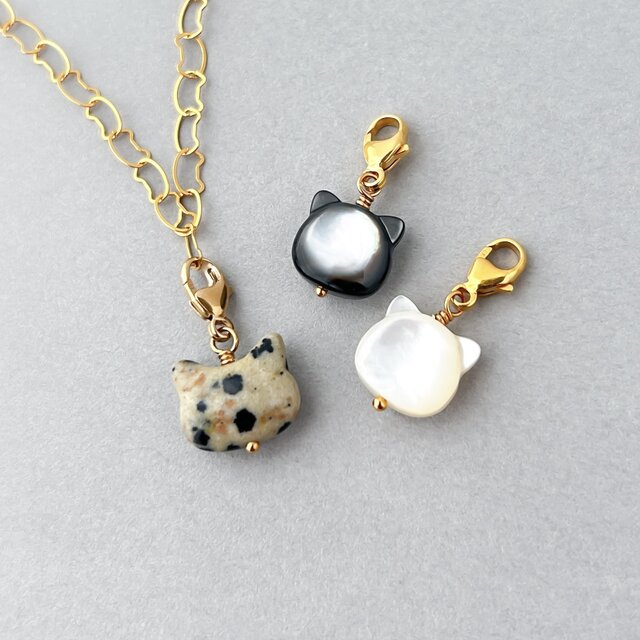 まいにち猫パレード！✧ ころんと猫チャーム｜選べる天然素材×14kgf