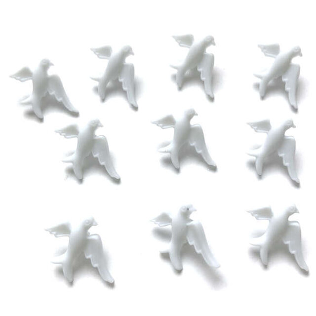 アメリカ Dress it Upボタン ホワイトダブ 鳥 ウェディング B-2809 鳩　バード　はと