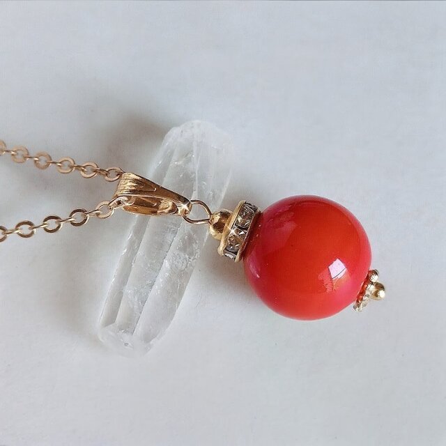 3月の誕生石』珊瑚 コーラル ネックレス ペンダント | iichi 日々の