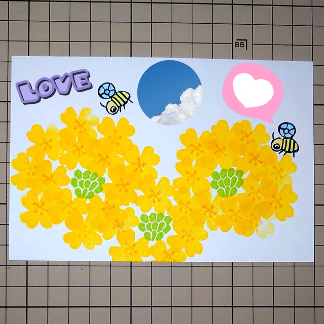 消しゴムはんこ「菜の花②・ミツバチ」4個 | iichi 日々の暮らしを