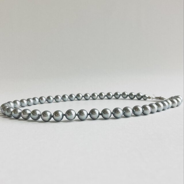 貝磨きパールオールノットネックレス/約8mm約45cm/磨きグレー/made in japan