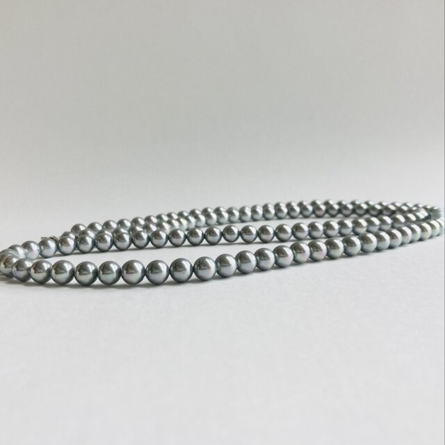貝磨きパールロングネックレス/約7mm約90cm/磨きグレー/made in japan