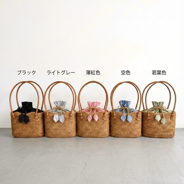小さめサイズ☆カジュアルにかごバッグを楽しむ♪アタバッグ バリ島