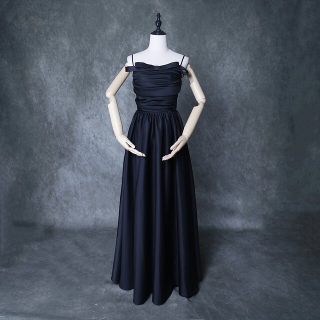 パーティードレス 床付く キャミソール マット生地 ファスナー リボン 2次会/合コン/デート