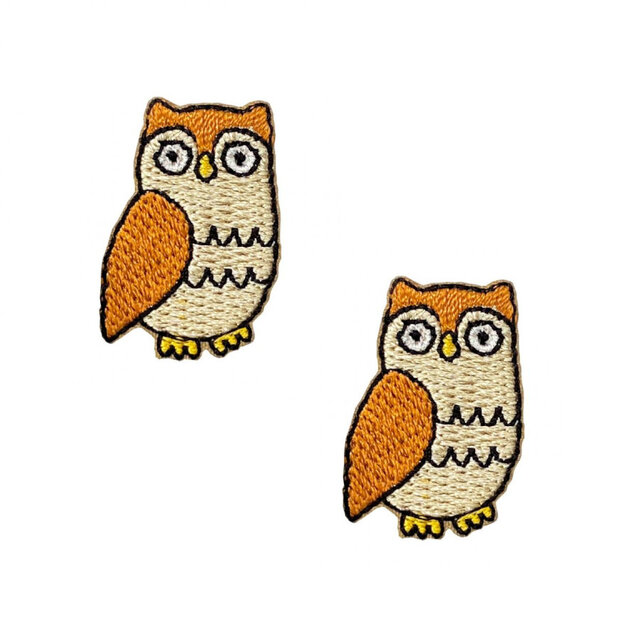 アップリケワッペンフクロウ ミニ 2枚 梟 鳥 バード とり ふくろう W-1832