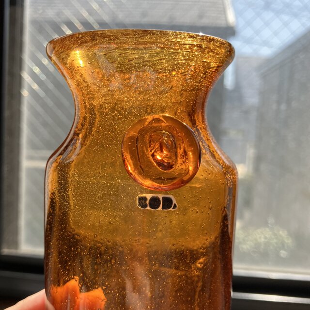 フラワーベース ヴィンテージ風 ガラス瓶 花瓶 アンバー 茶色 - 花瓶 