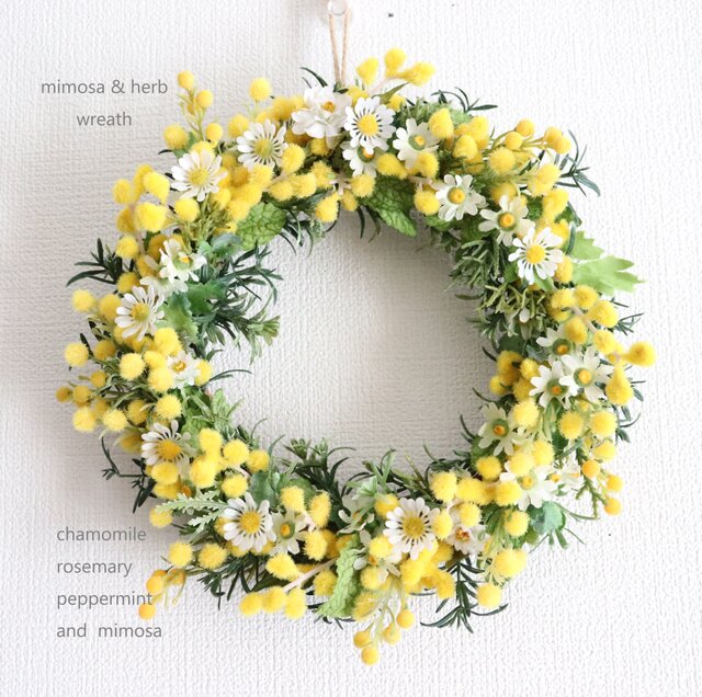 new ミモザ＆ハーブリース（アーティフィシャルフラワー） | iichi