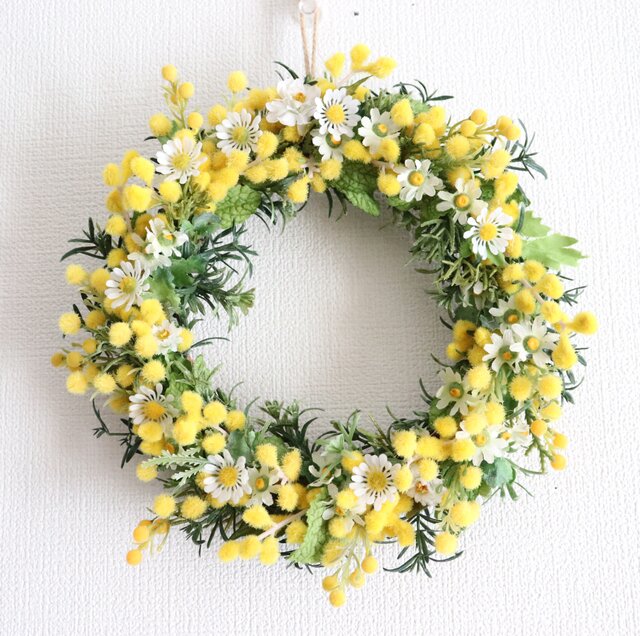 new ミモザ＆ハーブリース（アーティフィシャルフラワー） | iichi