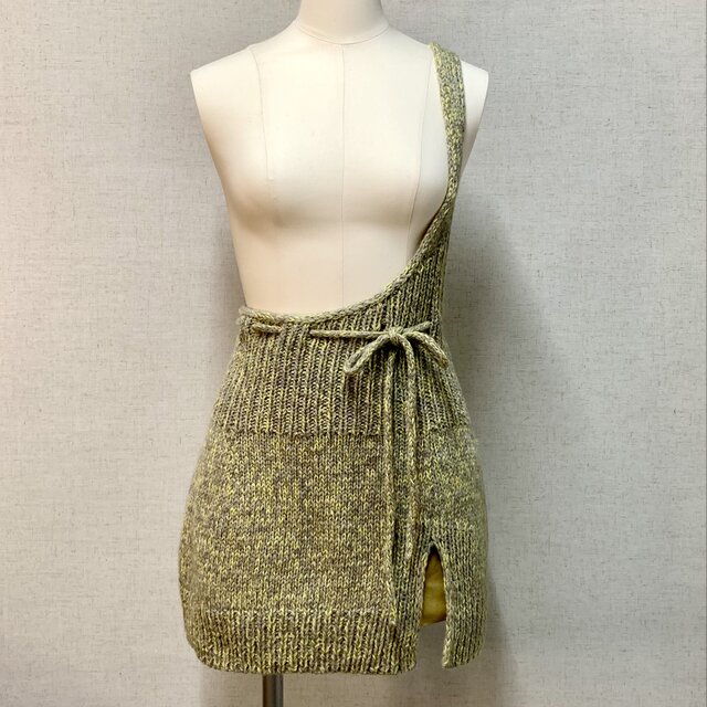 アシメトリー サスペンダー ニットスカート / グレーｘイエローMIX