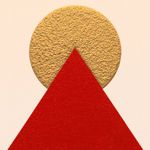 △ピラミッドパワー赤富士△がんどうあつし新作絵画肉筆油絵F4号油彩 