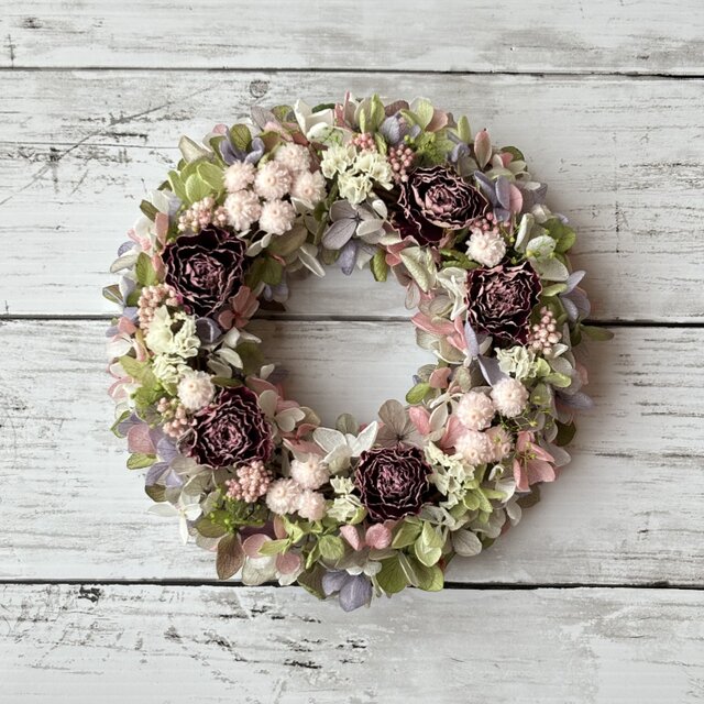 春満開！パープルのバラのミニリース | iichi 日々の暮らしを