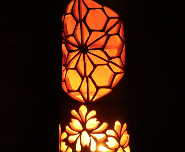 竹灯り・竹あかり・竹灯籠・竹灯篭・竹ランプ   ～～ 繊細彫り★竹彩時★～～ 竹灯り・竹あかり・竹灯籠・竹灯篭・竹ランプ 繊細・両面彫り～～ 癒し