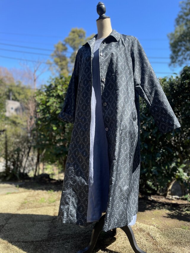 グレー紬の着物リメイク 春のコート | iichi 日々の暮らしを心地よく 