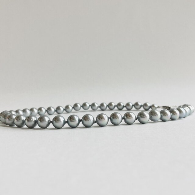 貝磨きパールオールノットネックレス/約8mm約42cm/磨きグレー/made in japan