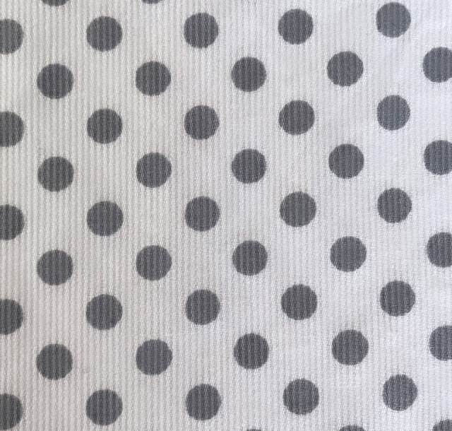 ドット柄のコットンワンピース『オフ白x グレー・ウエストV