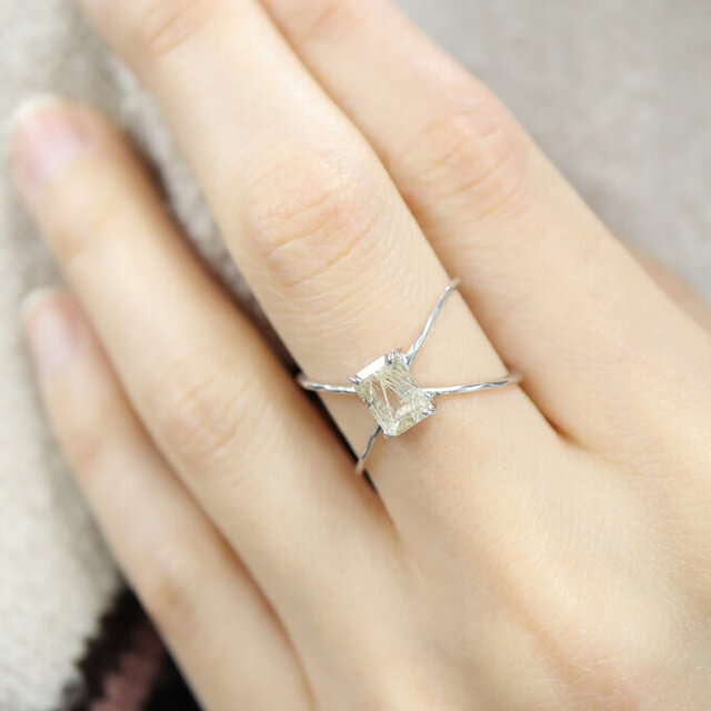 ゴールデンルチルクォーツ クロス リング】 誕生石 オクタゴンカット 7