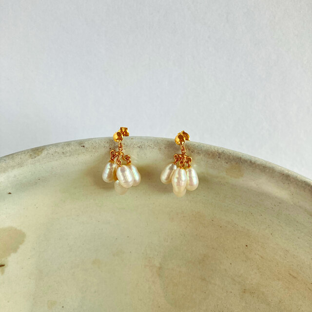 バロックパールk18アンティーク調ピアス