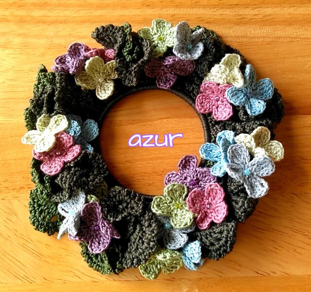 紫陽花のシュシュ アンティーク | iichi 日々の暮らしを心地よくする