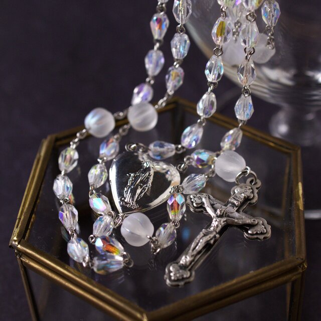 ティアドロップチェコビーズのロザリオ