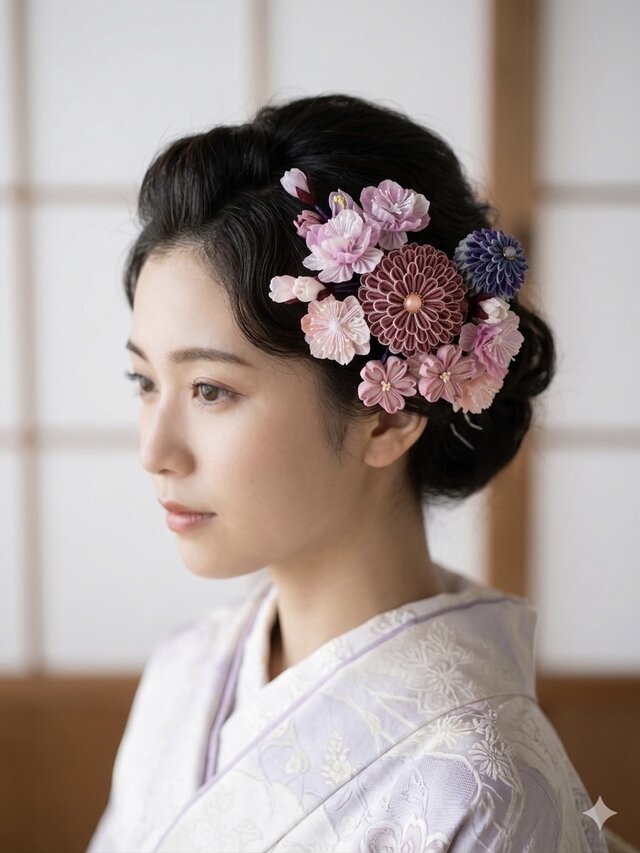 サマ-セ-ル！【美品】Drawer花柄エンボス加工ジャケット 36 つまみ細工成人式・婚礼用髪飾り「桜の園」 | iichi 日々の暮らしを