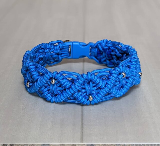 メメラス様専用、和風(ブルー④)襟付き首輪わんちゃん猫ちゃん用