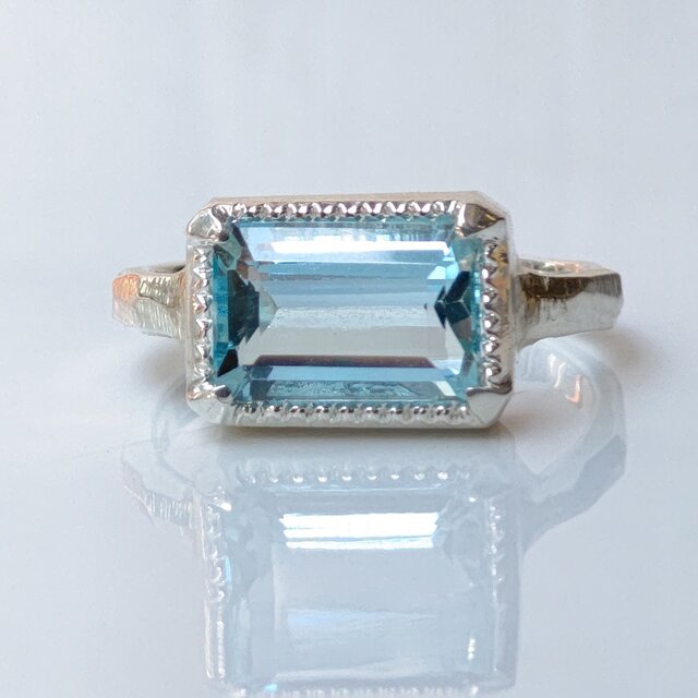 アクアマリン　2ct　オクタゴンカット　ミルツメ　シルバーSV925リング