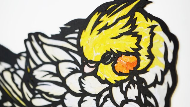 オカメインコ【ちぎり絵】 受注生産【切り絵×ちぎり絵】okame-inko -ｵｶﾒｲﾝｺ- 原画アート