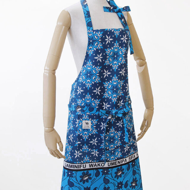 専用✤エプロン✤アフリカ布 カンガのエプロン（ アラベスク ）アフリカ布 アフリカンプリント