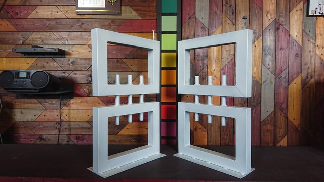 マットホワイトでアイアンな極太＆鉄管鉄脚♪ 50×400×650mm 呂型 2脚