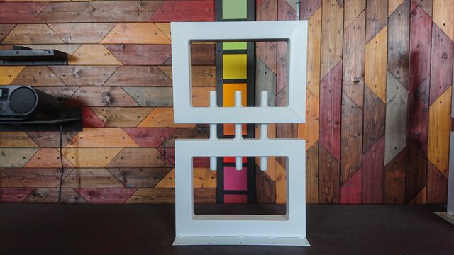 マットホワイトでアイアンな極太＆鉄管鉄脚♪ 50×400×650mm 呂型 2脚