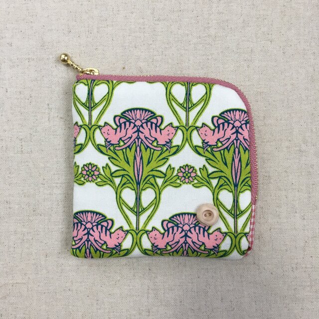 【送料無料】コインケース　キーケース　お薬ポーチ　アールヌーボーねこ