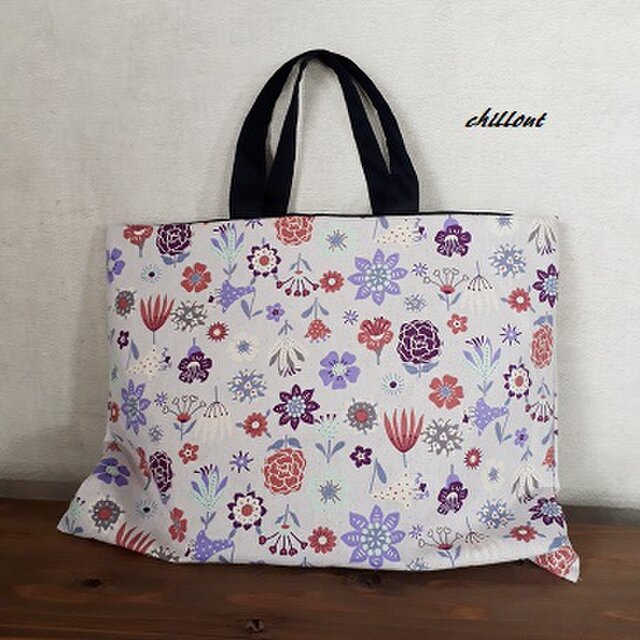 入園バッグ2点セット：花柄：くすみブルー【0451】 | iichi 日々の