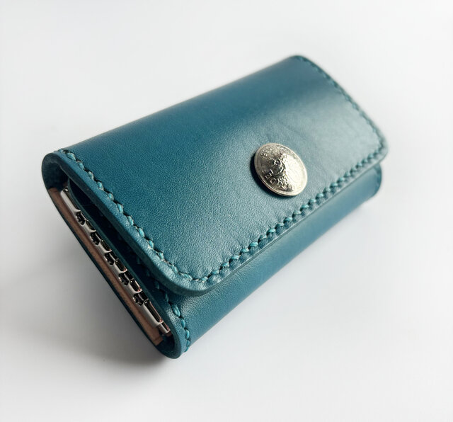 限定カラー】琉球ブルーのキーケース（ベルギーレザー ルガト 琉球