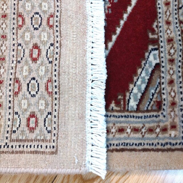 パキスタン絨毯 ハイクオリティ 79x44cm 玄関マット 手織り カーペット レッド