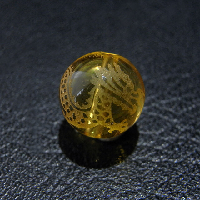 [beads181] 彫りビーズ・合成シトリン（龍）10mm 2個