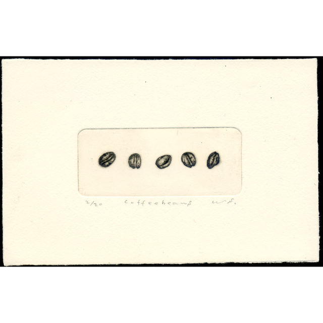 銅版画「コーヒー豆」