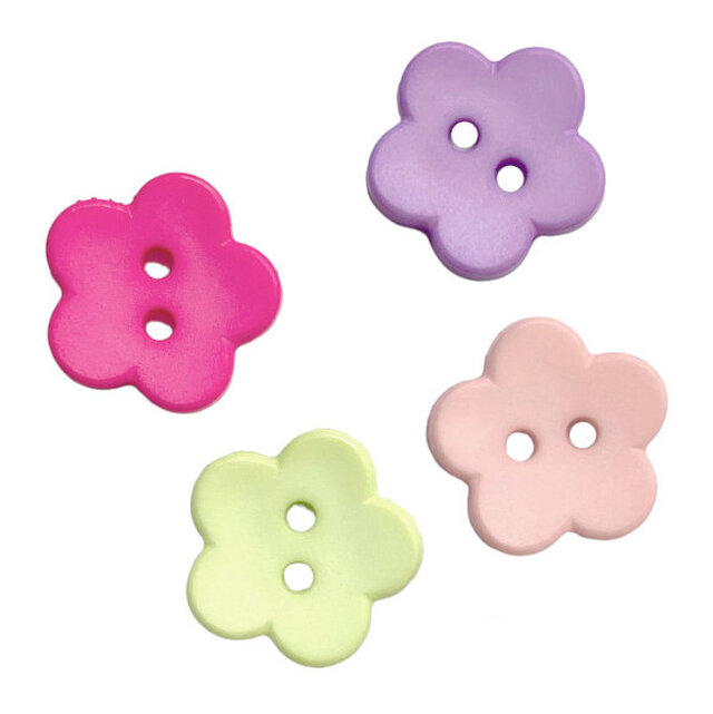 Sale*ドイツ ポリエステルボタン15mm フラワー4色 JK 花 桃 デイジー マーガレット レトロ B-2912