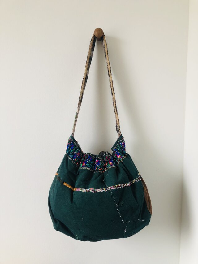 Bag 巾着バッグ ワンハンドル 手縫いのバッグ 布製 スローファッション