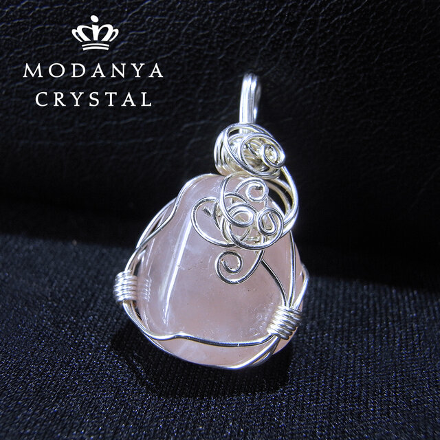 ローズクォーツのワイヤーペンダントトップ1413