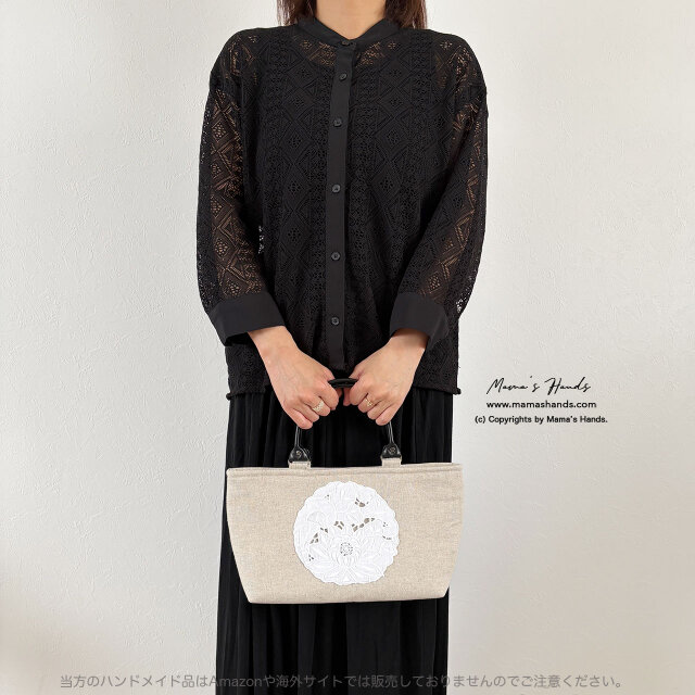 【一個限定】✨　手提げカバン　コラージュ素材　モチーフ　レース 一個限定】✨手提げカバンコラージュ素材モチーフレース（一個