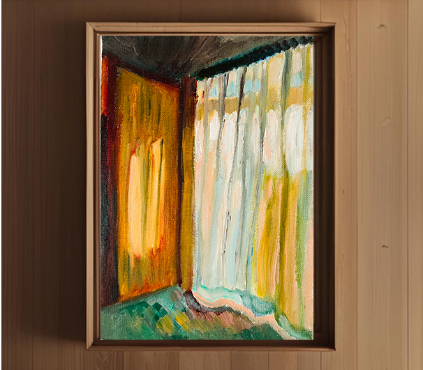 原画「部屋の中5」サムホール・油彩画 | iichi 日々の暮らしを