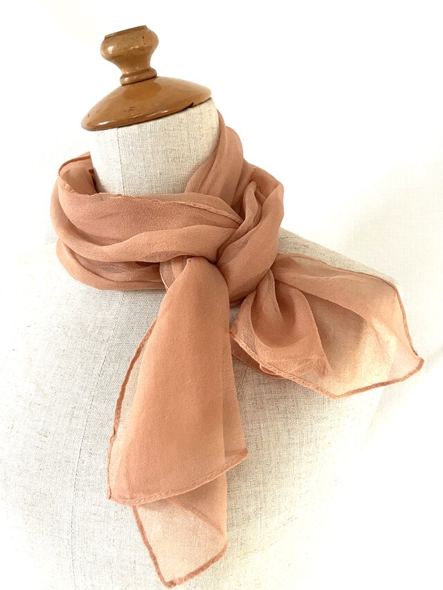 桜染めシルクシホォンスカーフ