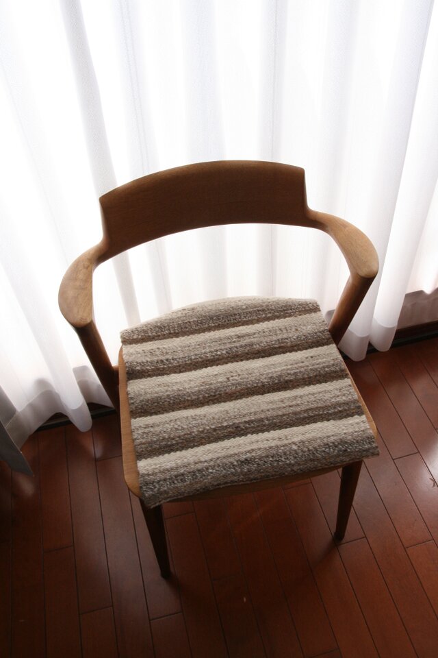 【訳あり】【ブラウン太】ダブルバインディング　チェアマット ホームスパン（手紡ぎ手織り）